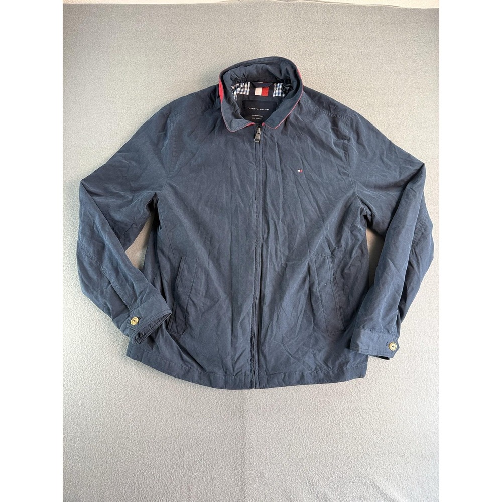 Tommy Hilfiger Jacket Mens Large Blue Water Wind Resistant Lined Windbreaker
